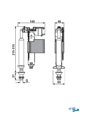 PLOVAK SANIT 3/8 VERTIKALNI