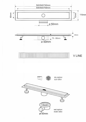 TUŠ KANALICA AQUA IN.S-LINE 50