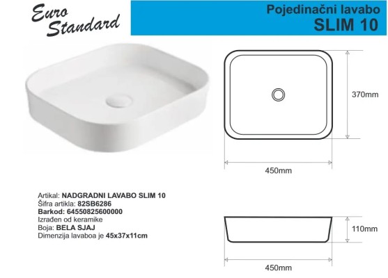 LAVABO SLIM 10 E-6450 BELI SJ.